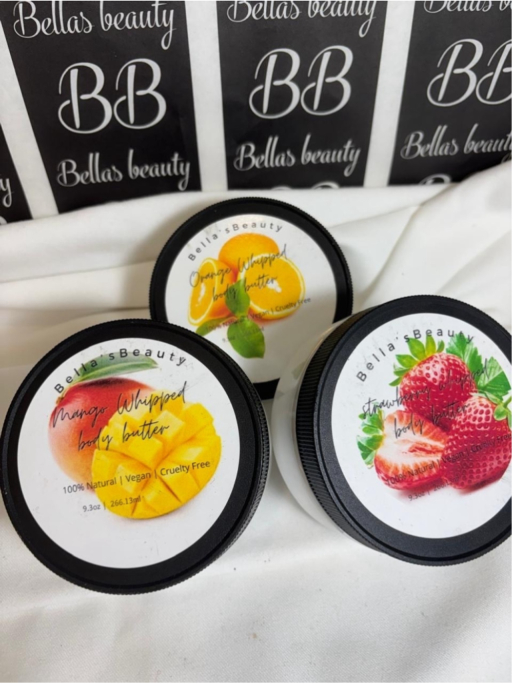 Bellas Beauty Whipped Body Butter 3pc Set Vegan Natural Fruit 9.3oz #V50P x7